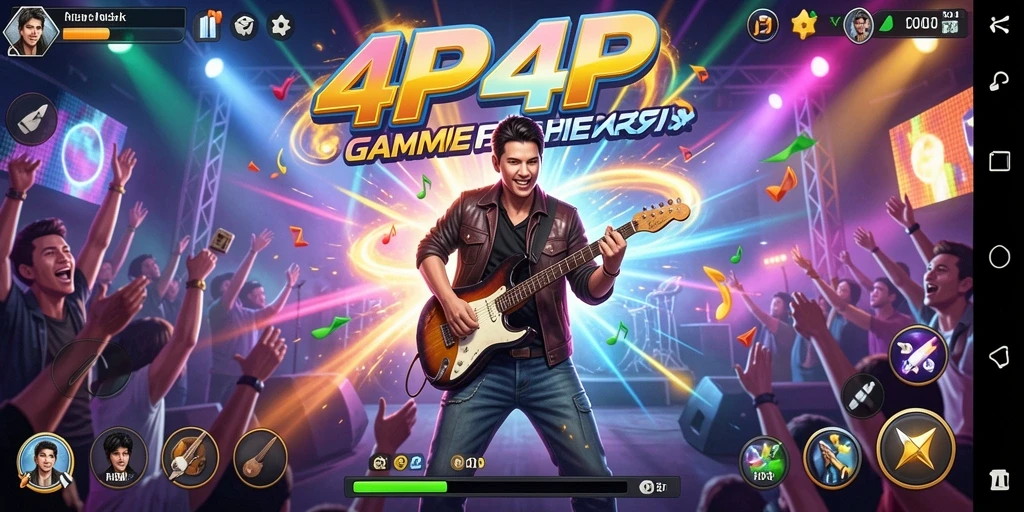 Tampilan gameplay <strong>4P4P</strong> yang penuh warna dan dinamis.