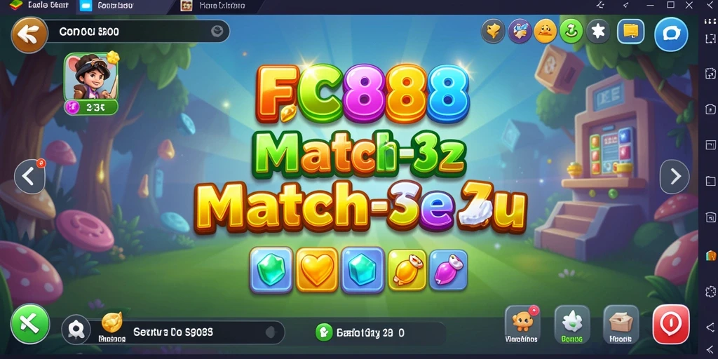 Tampilan gameplay Match-3 yang penuh warna dan mengasyikkan.