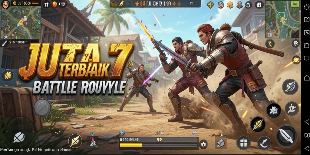 Gameplay seru di JUTA7 dengan pemain bertarung di arena Battle Royale.