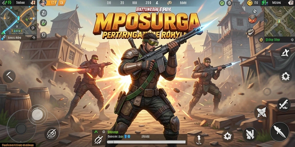 Screenshot gameplay menunjukkan pertarungan seru di MPOSURGA.